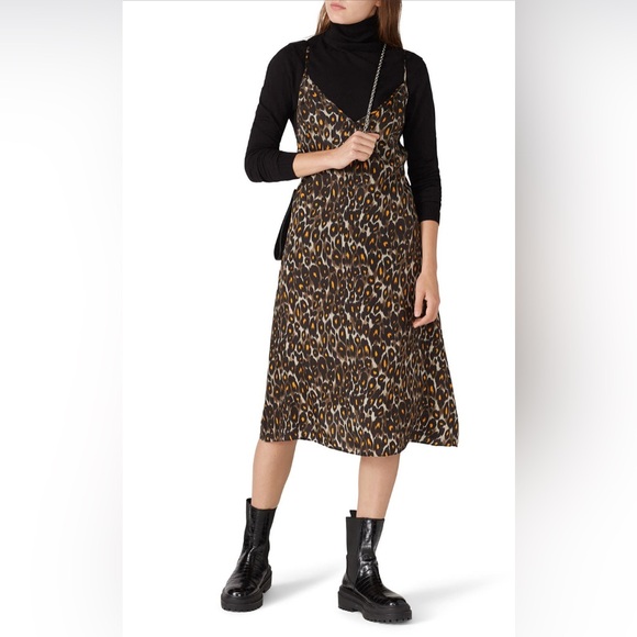 R13 Leopard Midi Slip Dress - Picture 1 of 6
